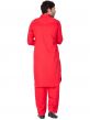 Red Redaymade Pathani Suit In Cotton Wear