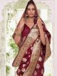 Maroon Party Wear Zari Woven Saree In Silk