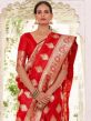 Red Zari Woven Festive Saree In Silk