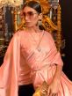 Peach Floral Woven Satin Saree