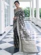 Grey Party Wear Chikankari Saree