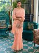 Peach Chikankari Party Wear Saree In Silk