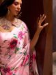 Pink Party Wear Saree With Floral Prints