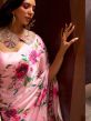 Pink Party Wear Saree With Floral Prints