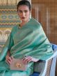 Turquoise Woven Party Wear Saree In Handloom Silk