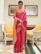Pink Woven Wedding Saree In Silk