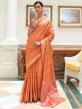 Orange Woven Festive Saree In Silk