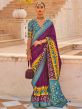 Purple Bridesmaid Satin Saree With Ruffles