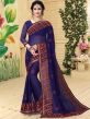 Blue Festive Georgette Saree With Embroidered Border