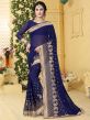 Blue Embroidered Saree In Georgette