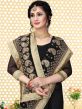 Black Embroidered Border Saree In Georgette