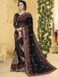 Black Georgette Saree With Floral Embroidery