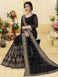 Black Thread Embrroidered Saree In Georgette