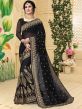 Black Thread Embrroidered Saree In Georgette