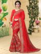 Red Festive Thread Embrroidered Saree In Georgette