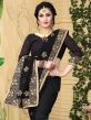 Black Floral Embroidered Saree In Georgette