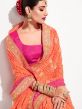 Orange And Pink Wedding Wear Saree In Georgette