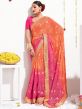 Orange And Pink Wedding Wear Saree In Georgette