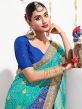 Blue Printed Wedding Wear Saree In Georgette