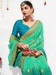 Green And Blue Festive Wear Saree In Georgette