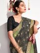 Green And Black Bandhani Print Georgette Saree