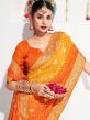 Yellow And Orange Festive Wear Printed Saree