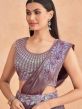 Purple Party Wear Pre-Stitched Satin Saree