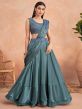 Blue Pre-Stitched Coaktail Saree In Satin