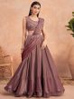 Purple Pre-Stitched Saree With Embroidered Blouse