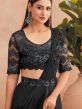 Black Pre-Stitched Saree With Embroidered Blouse