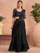 Black Pre-Stitched Saree With Embroidered Blouse