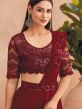 Maroon Party Wear Satin Saree With Embroidery