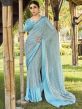 Blue Digital Printed Saree In Georgette