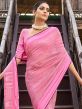 Pink Printed Casual Wear Saree With Blouse