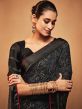Black Printed Saree In Georgette