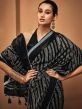 Black Stripes Printed Saree In Georgette
