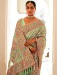 Green Floral Woven Saree In Pashmina