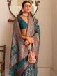 Blue Floral Woven Wedding Wear Saree