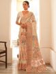 Off White Floral Saree In Pashmina