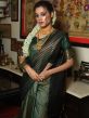 Green Foil Printed Saree In Silk