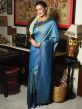 Blue Silk Saree With Prints