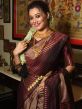 Brown Foil Printed Silk Saree