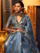 Blue Party Wear Saree With Zari Weaves