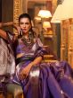 Purple Wedding Wear Woven Saree In Organza