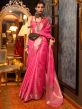 Pink Festive Organza Saree With Zari Weaves