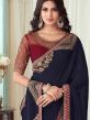 Blue Wedding Wear Saree With Embroidered Border