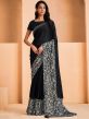 Black Stone Embellished Saree In Satin