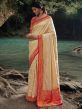 Cream Woven Wedding Wear Silk Saree