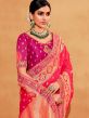 Pink Woven Half N Half Traditional Saree