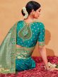 Blue And Green Half N Half Woven Silk Saree